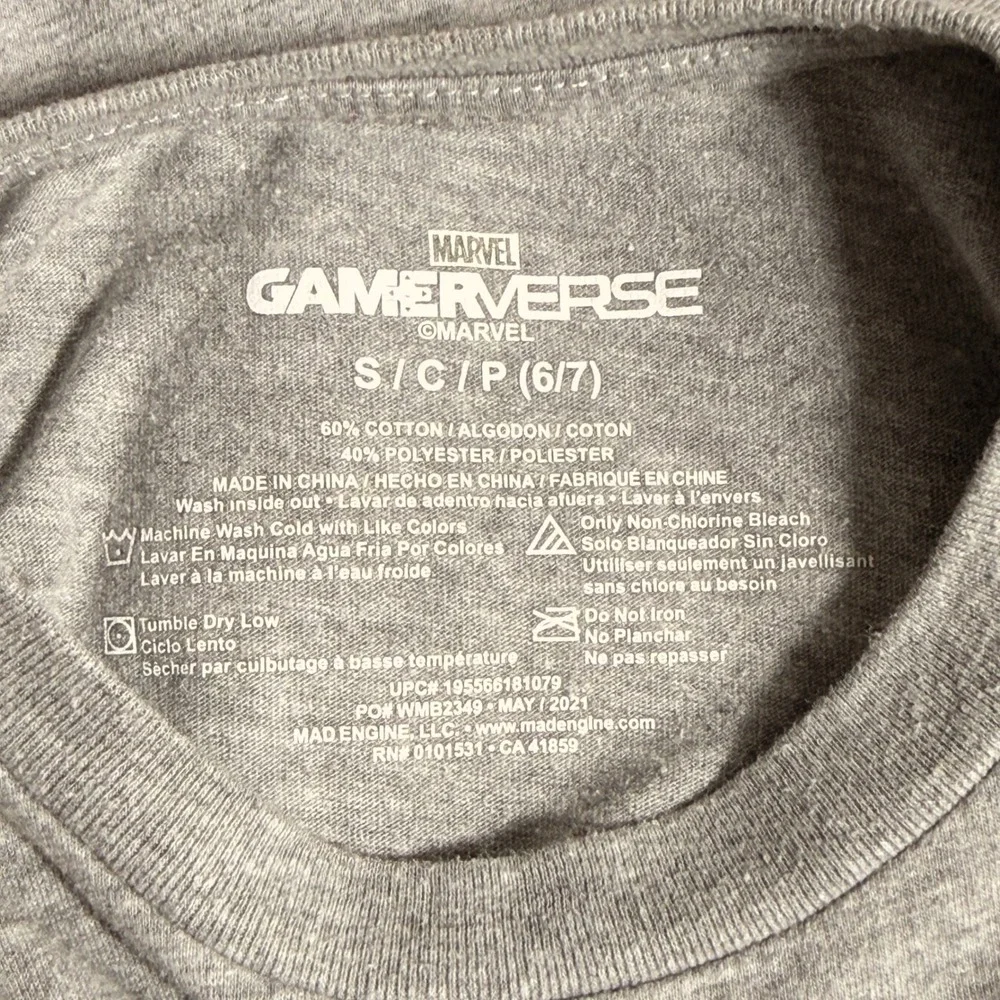 Marvel Gamerverse Spider-Man Kids Gray Graphic T-Shirt Size S 6/7 Short Sleeve‎